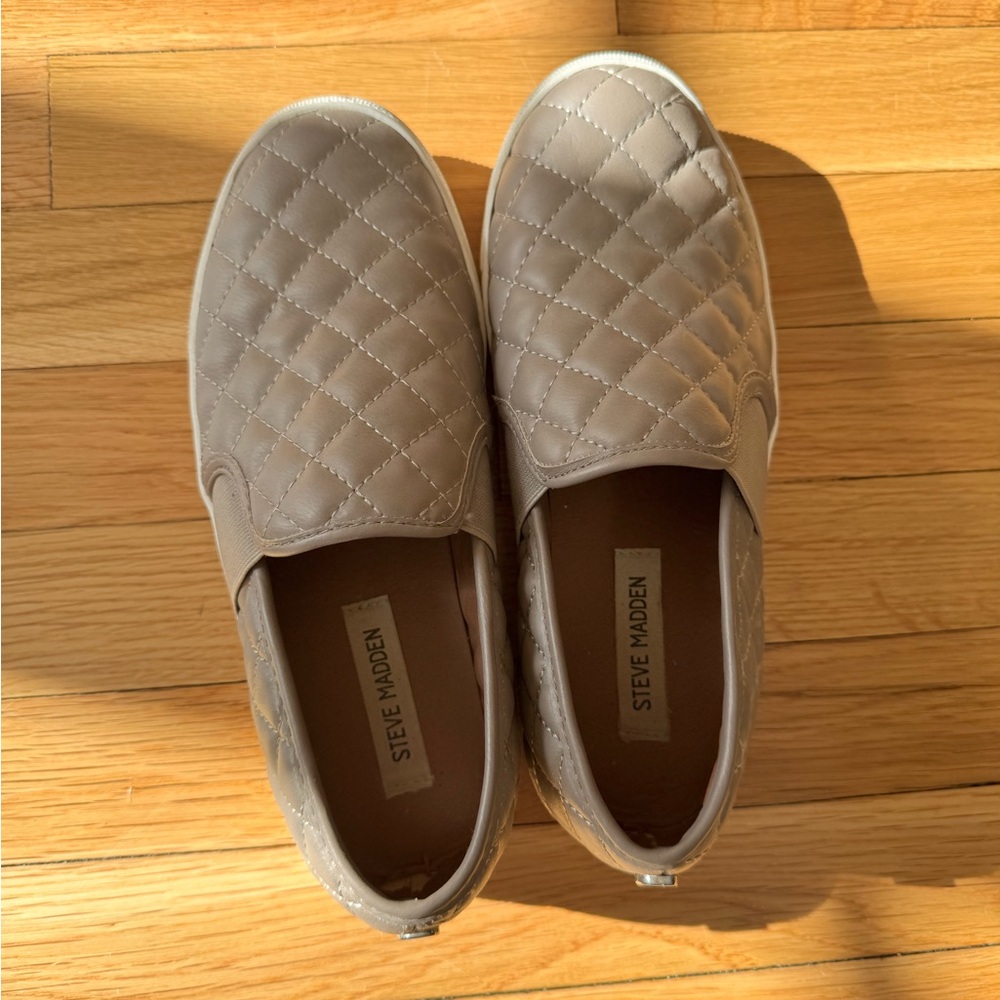 Steve Madden Quilted Tan Slip-On Shoes for Women